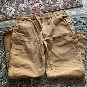 Men's Tan Carhartt Work double front Pants Original Dungaree Fit 40x30 Like New